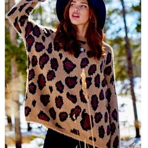 ALTAR’D STATE DISTRESSED CHEETAH SWEATER